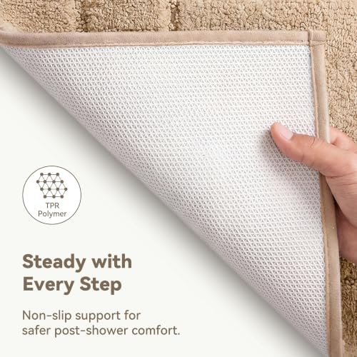 GRANNY SAYS Bathroom Rugs Non Slip, 20" x 32", Bath Rugs for Bathroom Washable, Bath Mats for Bath Floor, Microfiber Bath Mat for Tub, Absorbent Bath Rugs for Bath, Khaki