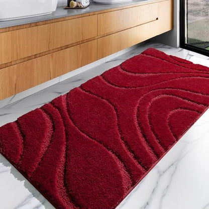 DEXDE Bathroom Rugs Runner Non-Slip Mat for Bathroom Floor 24x47 Burgundy