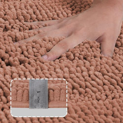 2-Piece Bathroom Rug Set with U-Shaped Mat, Absorbent Chenille, Muted Clay