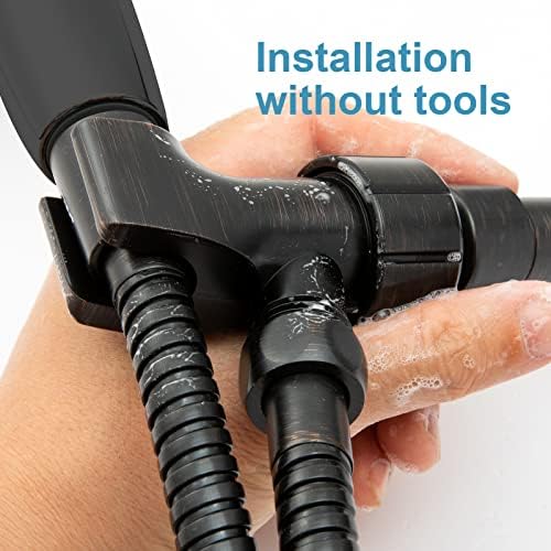 OFFO Shower Head Holder with Solid Metal Ball for Handheld Shower Head, Oil Rubbed Bronze Adjustable Shower Arm Mount for Connecting, 1/2 in IPS Female Inlet and Male Outlet