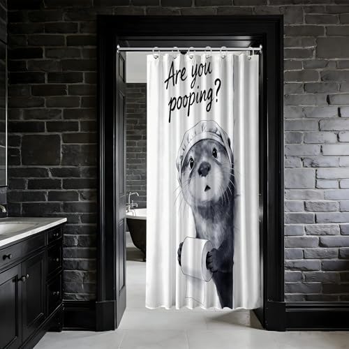 Small Stall Shower Curtain Rv Funny Otter, 48 x 72 Inchs