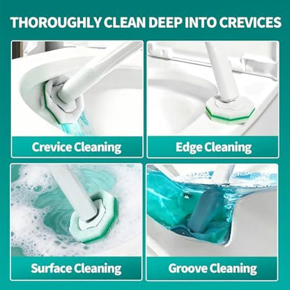 Disposable Toilet Brush, Toilet Bowl Cleaning System with 48 Count Wand Refills, Clean Brush Starter Kit with 1 Wand, 1 Storage Caddy and 1 wall Sticker (White)