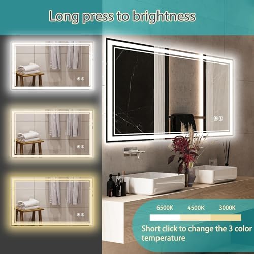 40x28 Bathroom Mirror, LED Mirror for Bathroom, Fogless