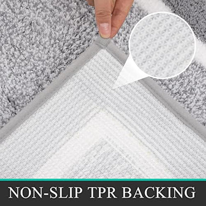 Pauwer Bathroom Rugs Sets 2 Piece, Non Slip Washable Bath Mat, Light Grey