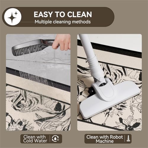 YDKGL Bath Mats for Bathroom, Non Slip Thin Bathroom Rugs, Black 16x24