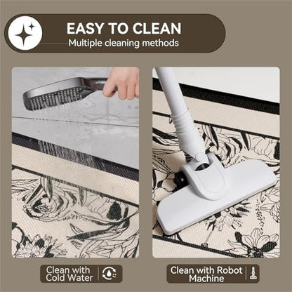 YDKGL Bath Mats for Bathroom, Non Slip Thin Bathroom Rugs, Black 16x24