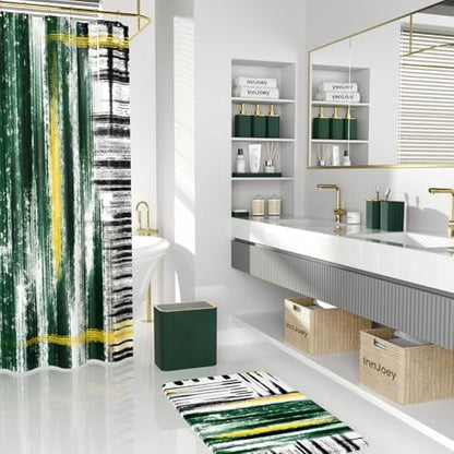Bathroom Set - Bathroom Accessory Set, Dark Green Bathroom Set, 26PC Bathroom Sets with Shower Curtain and Rugs, Toilet Brush, Trash Can, Qtip Holder & Bathroom Soap Dispenser Set