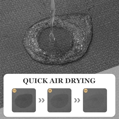 ACCUMTEK Non Slip Bath Mat, Thin Bathroom Rugs Fit Under Door, Quick Dry Bath Mats, Machine Washable Bath Rugs for Bathroom, Bathtub & Kitchen, Grey/Bordered/U-Shaped 24"x20"