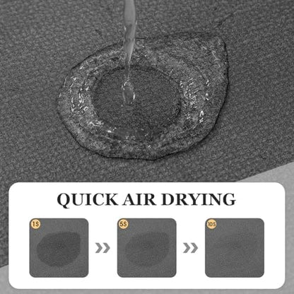 ACCUMTEK Non Slip Bath Mat, Thin Bathroom Rugs Fit Under Door, Quick Dry Bath Mats, Machine Washable Bath Rugs for Bathroom, Bathtub & Kitchen, Grey/Bordered/U-Shaped 24"x20"
