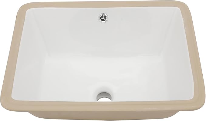 Dcolora 20x14 In. Undermount Bathroom Sink, Rectangular Fireclay White Ceramic Porcelain Lavatory Vanity Bath Sink Under Counter Vessel Sink, Farmhouse Style #DC-UVS2538001