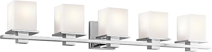 Kichler Tully 40.25" 5 Light Vanity Light with Satin Etched Cased Opal Glass Chrome