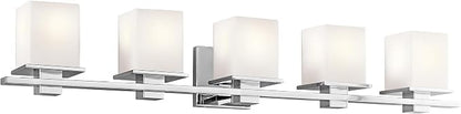 Kichler Tully 40.25" 5 Light Vanity Light with Satin Etched Cased Opal Glass Chrome