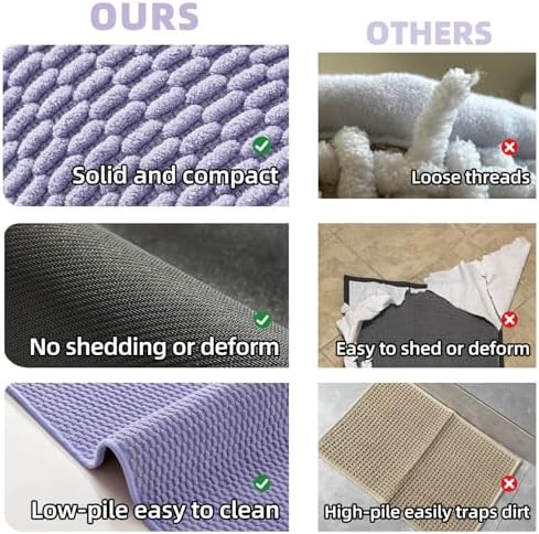 TYUU Small Bathroom Rugs, Non Slip Washable Bath Rugs Super Absorbent Bathroom Rug Thin Quick Dry Low Pile Bath Mats, Lavender 12"x12"