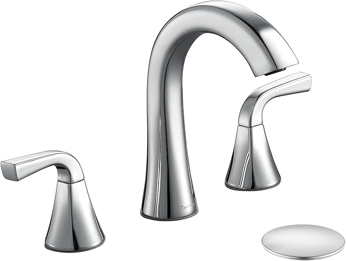 Bathroom Faucet for Sink 3 Hole, Chrome 8 Inch Widespread Bathroom Sink Faucets with Pop-up Drain and Supply Lines, Lavatory Vanity Faucets, TAF826-CP