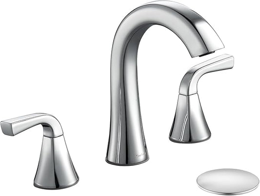 Bathroom Faucet for Sink 3 Hole, Chrome 8 Inch Widespread Bathroom Sink Faucets with Pop-up Drain and Supply Lines, Lavatory Vanity Faucets, TAF826-CP