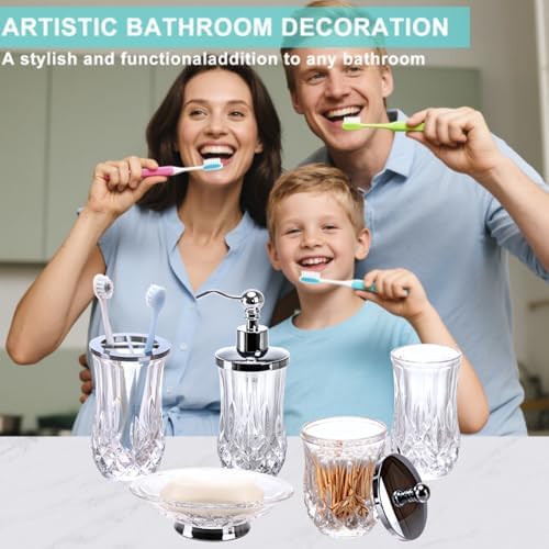 Clear Bathroom Accessories, Round Thick Glass & Metal Pump
