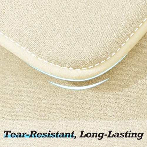HUXMEYSON Bathroom Rugs Sets 3 Piece, Non-Slip & Quick Dry Bath Mat Set, Ultra Soft Velvet Bath Rugs for Bathroom, Toilet and Shower Floor, Cream Yellow