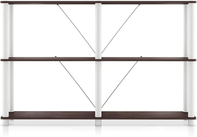 Homes: Inside + Out Apexa Modern 3-Tier Extra Wide Shelving Units, Collectibles Display Shelves, Easy Assembly Console Table, Home Storage Organizer for Living Room, Bedroom, Office, Espresso