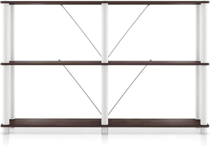 Homes: Inside + Out Apexa Modern 3-Tier Extra Wide Shelving Units, Collectibles Display Shelves, Easy Assembly Console Table, Home Storage Organizer for Living Room, Bedroom, Office, Espresso