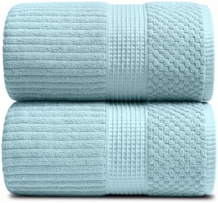 Springtree Home Oversized Bath Towel Set | 2-Pack | 100% Cotton | Aegean