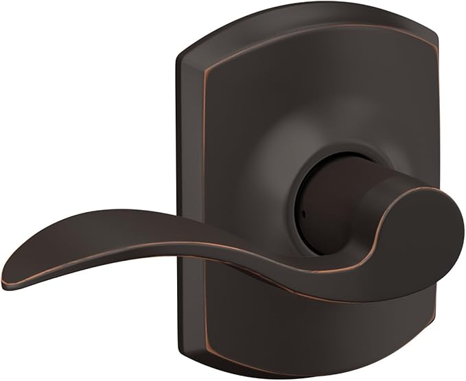 SCHLAGE Accent Lever with Greenwich Trim Hall and Closet Lock in Aged Bronze