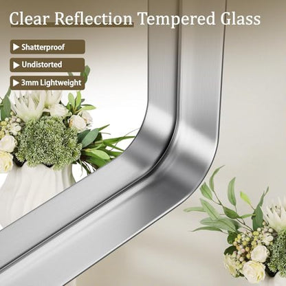 VooBang Bathroom Mirror 30"x56", Silver Gorgeous Deep Frame Wall Mirror
