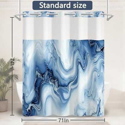 No Hook Shower Curtain Set with Snap-in Liner 71x74 Inch
