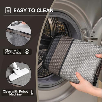 YDKGL Half Circle Bath Mat, Non Slip Thin Bathroom Rugs, Grey 24x35