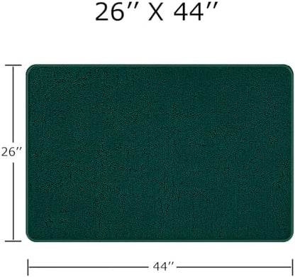 Yeaban Chenille Dark Teal Bathroom Rug 26"x44", Non-Slip Rubber Backing