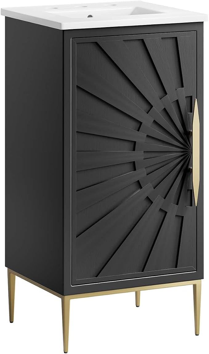 Modway Awaken Bathroom Vanity Cabinet, 18", White Black