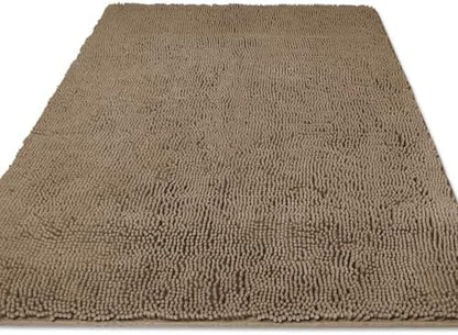 Yeaban Chenille Taupe Bathroom Rug 36"x60",Non-Slip Rubber Backing