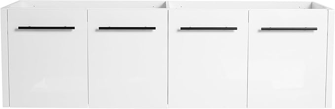 60 Inch Floating Bathroom Vanity,60" Bathroom Vanity Without Sink,Modern Bathroom Vanity Cabinet,White Wall Mounted Cabinet(Sink Basin Not Included)