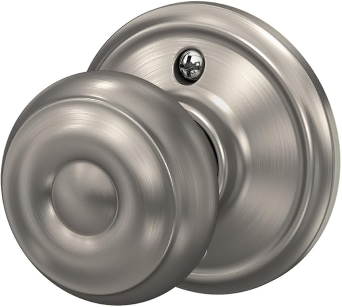 Schlage F10 GEO 619 Georgian Door Knob, Hall & Closet Passage Lock, Satin Nickel