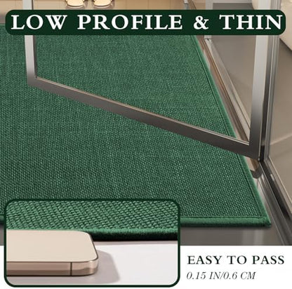 YIHOUSE Bathroom Rugs Thin Bath Mat Sets 2 Pieces Quick Dry,Green
