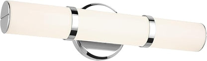 Kichler Rosh 18" LED Small Bath Bar with White Glass in Chrome, Modern Minimalist, for Vanity, Fireplace, Buffet, Hallway, Vanity Mirror, (18" W x 5" H), 55187CHLED