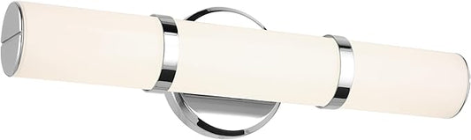 Kichler Rosh 18" LED Small Bath Bar with White Glass in Chrome, Modern Minimalist, for Vanity, Fireplace, Buffet, Hallway, Vanity Mirror, (18" W x 5" H), 55187CHLED