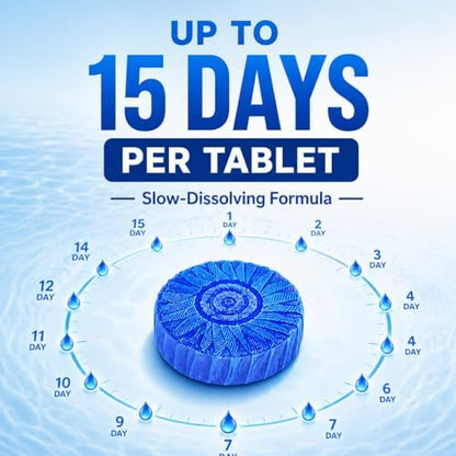 Msvvko Toilet Bowl Cleaner Tablets (60 Count) | Blue Automatic Toilet Tank Cleaner | 15-Day Long Lasting Toilet Tank Stain Remover & Deodorizer | Hands-Free No-Scrub Bathroom Freshness, Septic Safe