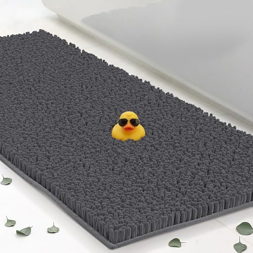 Extra-Large Chenille Bath Mats 61"x31", Plush Absorbent Quick Dry, Soft & Machine Washable, Non Slip Carpet for Bathroom, Thick Bathroom Rugs, Shower Restroom Rug Mat, Alfombras De Bano, Bathrugs