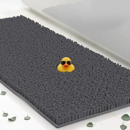 Extra-Large Chenille Bath Mats 61"x31", Plush Absorbent Quick Dry, Soft & Machine Washable, Non Slip Carpet for Bathroom, Thick Bathroom Rugs, Shower Restroom Rug Mat, Alfombras De Bano, Bathrugs