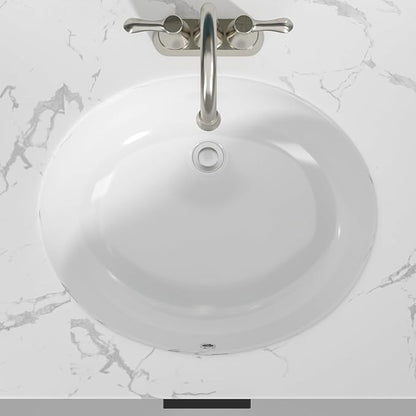 Sarlai Undermount Bathroom Sink - 19 x16 inch Oval Vessel Sink Under counter Lavatory Sink White Ceramic Vanity Sink with Overflow, Modern Art Basin, Interior Size 17-2/5" x 14-1/9"