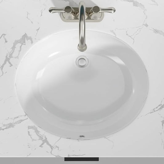 Sarlai Undermount Bathroom Sink - 19 x16 inch Oval Vessel Sink Under counter Lavatory Sink White Ceramic Vanity Sink with Overflow, Modern Art Basin, Interior Size 17-2/5" x 14-1/9"