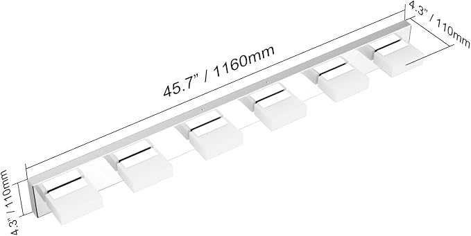 Aipsun LED Bathroom Vanity Lighting Fixtures Modern Chrome Vanity Lights Over Mirror Stainless Steel 6 Light Bathroom Vanity Light 6000K