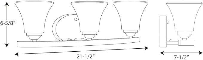 Progress Lighting P2010-20W Adorn Etched Glass Traditional Bath Vanity Light, 21.5 in x 7.5 in x 6.625 in, 3-Light, Antique Bronze