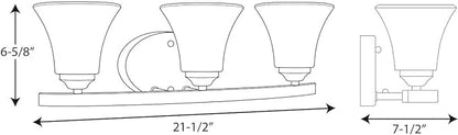 Progress Lighting P2010-15 Adorn Etched Glass Traditional Bath Vanity Light, 21.5 in x 7.5 in x 6.625 in, 3-Light, Polished Chrome