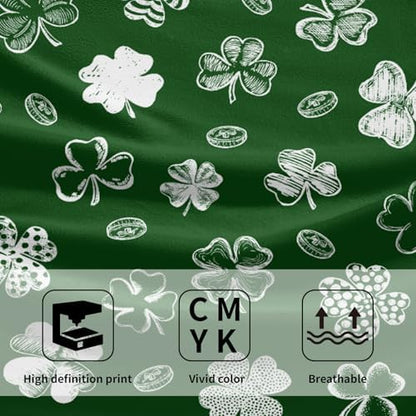 Lucky Clover Shamrocks Hand Towels 2 Pcs, 14x28 Inch Green St. Patrick's Day Absorbent Soft Tea Towels Quick Dry Dish Towel for Holiday Kitchen Bathroom Home Hotel Decorations