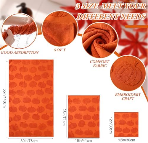 Hahafelt Decorative Bathroom Towel Set,Orange,Pumpkin