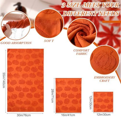 Hahafelt Decorative Bathroom Towel Set,Orange,Pumpkin