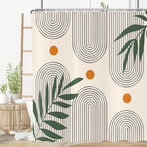 deFouliao Boho Shower Curtain, Modern Abstract Arch Waterproof Shower Curtain for Bathroom Bathtub Home Curtain Decor with Hooks, Machine Washable, 72''Wx72''L