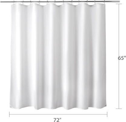 Titanker Fabric Shower Curtain Liner Washable, 72 x 65 Inches, White Shower Liner Fabric with 2 Magnets, Bathroom Polyester Shower Liner Waterproof Soft Lightweight, White