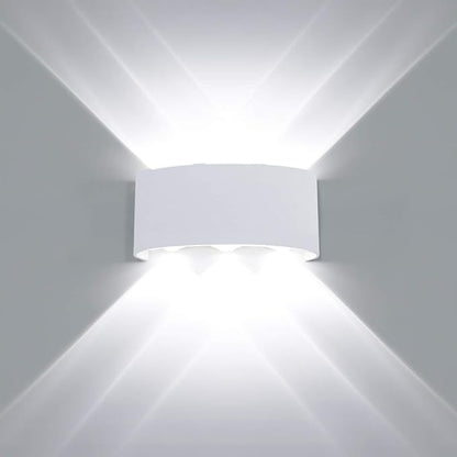 Kawell 6W Waterproof Modern Wall Sconces LED Wall Light Up Down Aluminum Wall Lamp LED Indoor Outdoor for Bathroom Bedroom Living Room Porch Stairs Hotels Garden Pathway, White 6000K